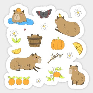 Capybara and Oranges Sticker Pack Sticker